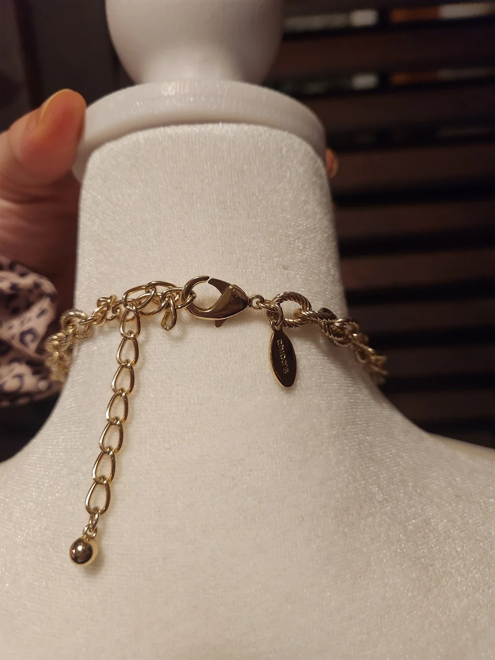 Chico's Gold Rope Chain Necklace with Tassel and Pearl Drops